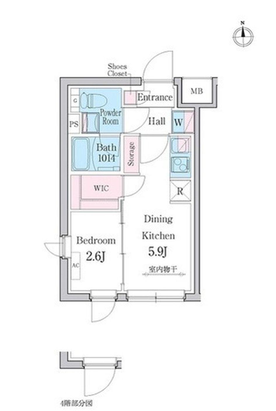 デュオメゾン都立大学(1DK/4階)の間取り写真