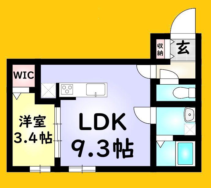 D-ROOM西小倉(1LDK/1階)の間取り写真