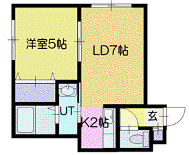アーバン文教大前A(1LDK/2階)の間取り写真