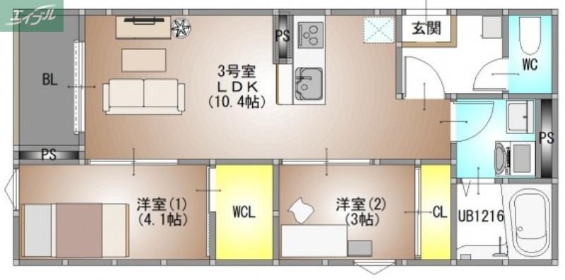 REGALEST 新福(2LDK/2階)の間取り写真