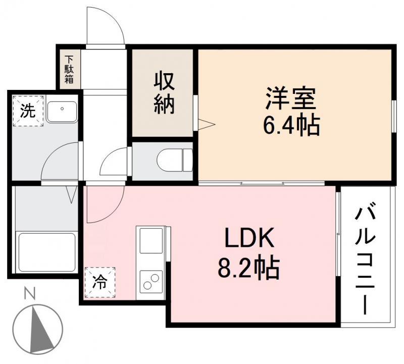 MOVE栗林(1LDK/1階)の間取り写真