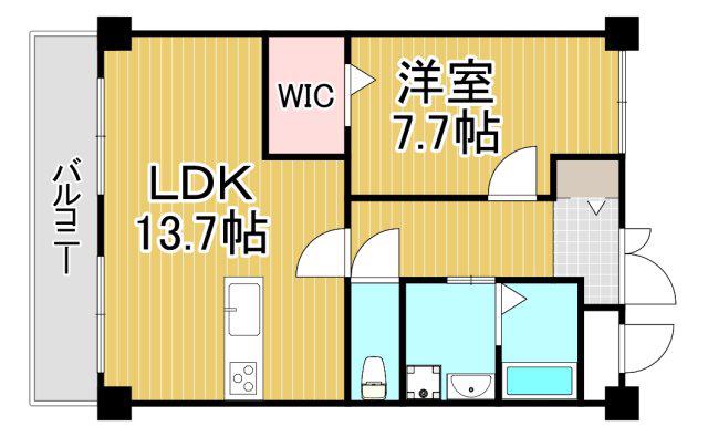 夙川ニューコーポ(1LDK/4階)の間取り写真