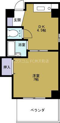 ティアラ港(1DK/3階)の間取り写真