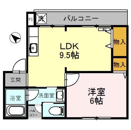 グランコートビワコ(1LDK/1階)の間取り写真