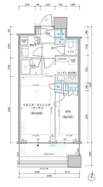 パークタワー勝どきサウス(1LDK/6階)の間取り写真