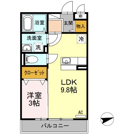 SEJOURウエノ(1LDK/1階)の間取り写真