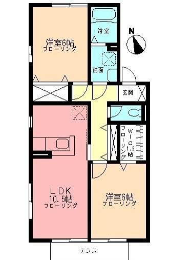 ソシア落合A(2LDK/1階)の間取り写真