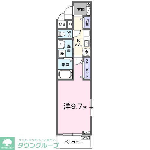 グラース(1K/3階)の間取り写真