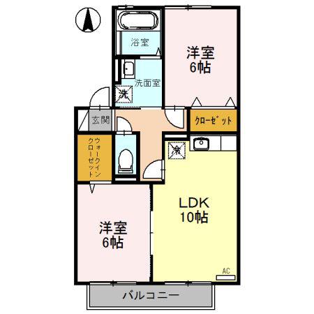 リビングタウン渕B(2LDK/2階)の間取り写真