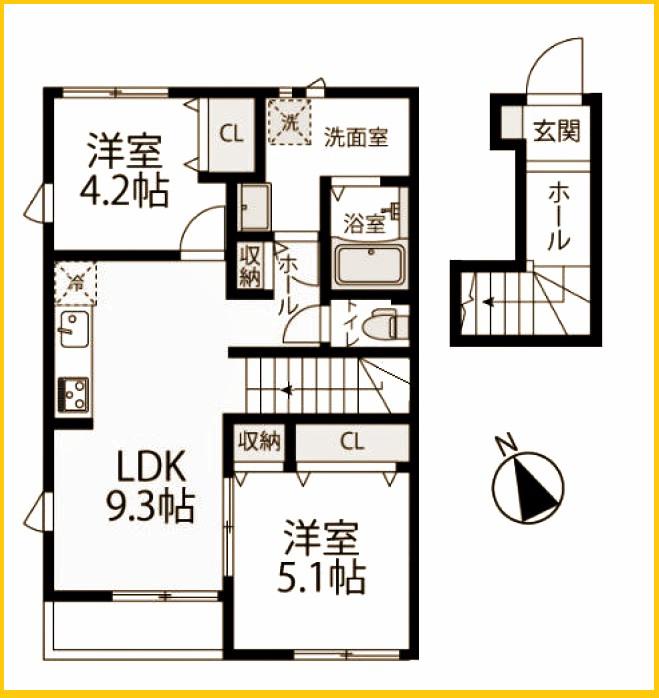 プランドール綱島東(2LDK/2階)の間取り写真
