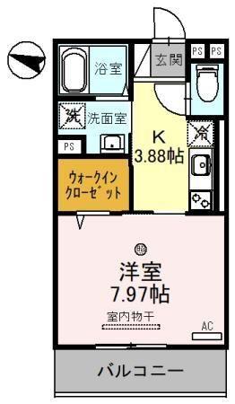 ベルエール地福寺(1K/3階)の間取り写真