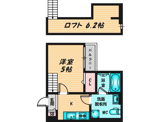 コンフォール大阪(1K/1階)の間取り写真