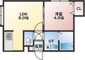 プラダハウス(1LDK/2階)の間取り写真