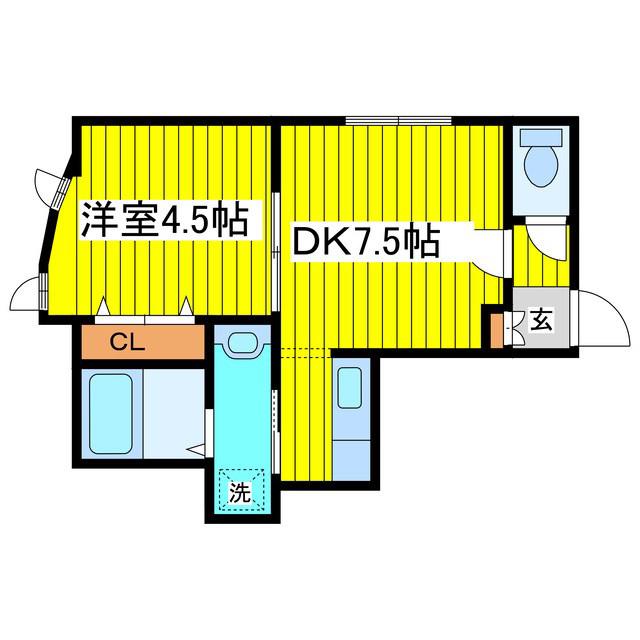 LEESPACE元町(1DK/2階)の間取り写真