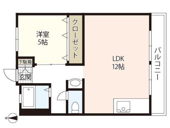 西興ビル(1LDK/4階)の間取り写真