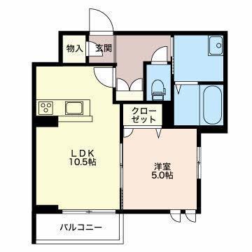 シャーメゾン堀之内(1LDK/1階)の間取り写真