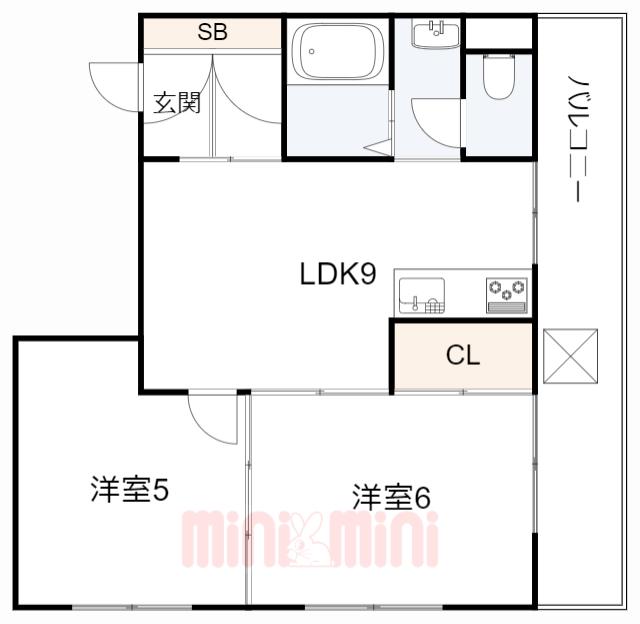 サンシャトー板宿(2LDK/5階)の間取り写真