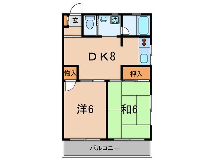 第6たちばなビル(2DK/3階)の間取り写真