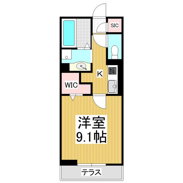 GRAND D-ROOM高宮中(1K/1階)の間取り写真