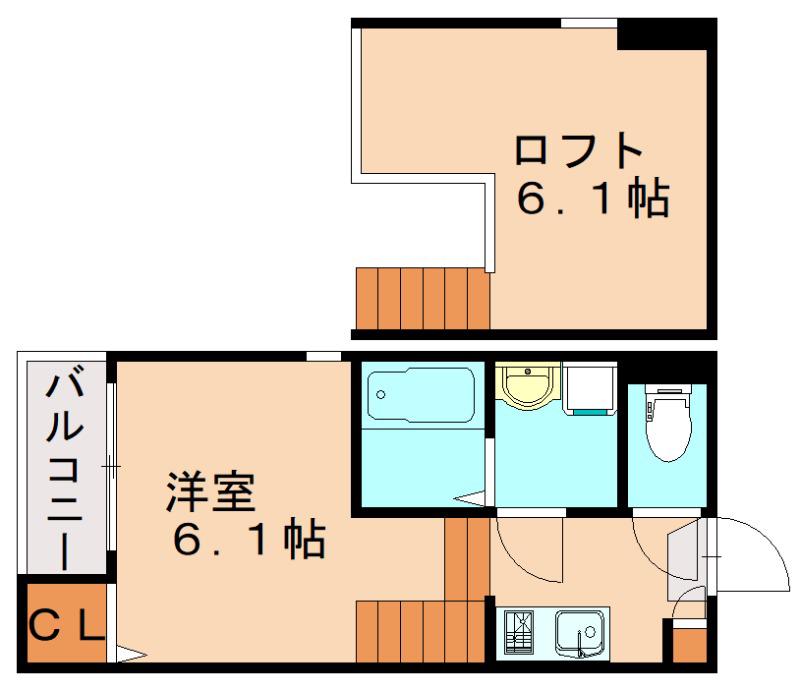 ハーモニーテラス松香台II(1K/2階)の間取り写真