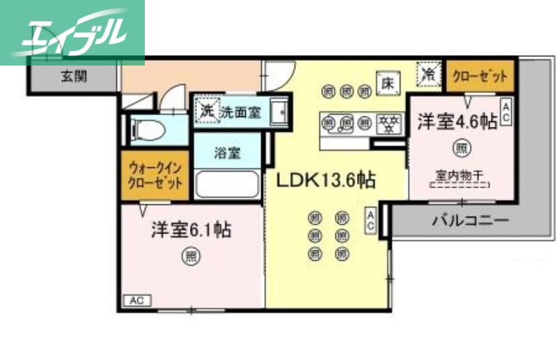トリシア西崎本町(2LDK/1階)の間取り写真