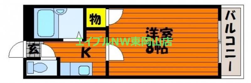 リバージュ浜(1K/3階)の間取り写真