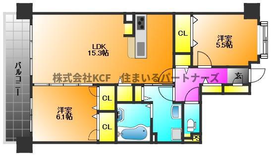 ウェスタ久留米けやき通I(2LDK/3階)の間取り写真