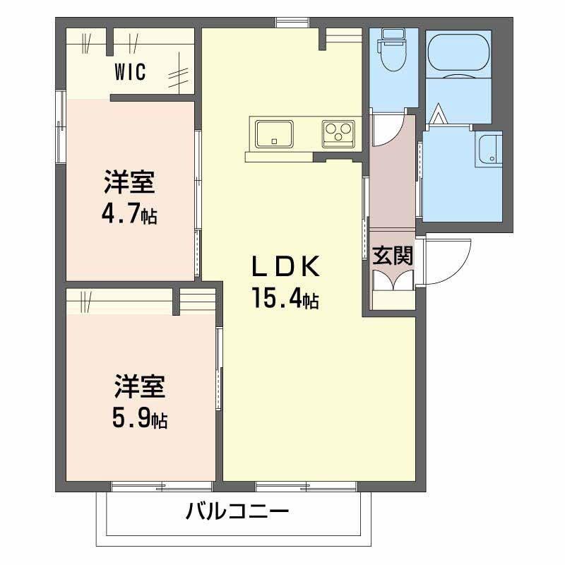 ランスフィールド C棟(3DK/2階)の間取り写真