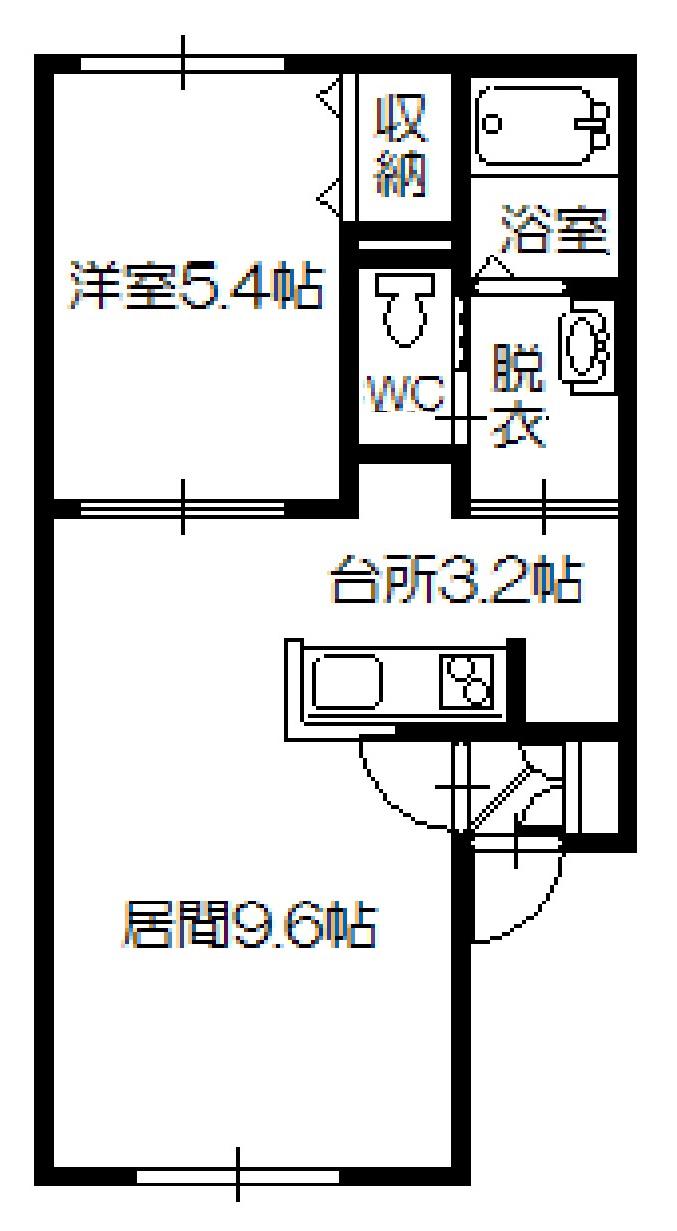ＪＲ根室本線 富良野駅 徒歩12分 2階建 築7年(1LDK/1階)の間取り写真