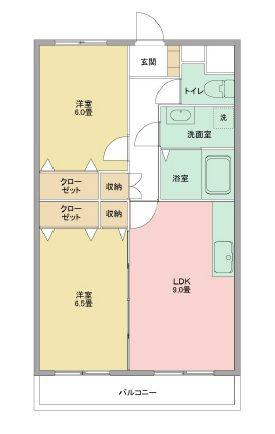 マンションYK2(2DK/1階)の間取り写真