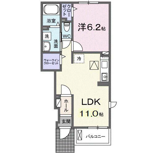 ベルグレイス(1LDK/1階)の間取り写真