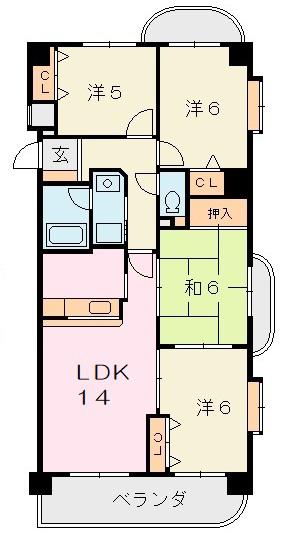 シャロン山之手(4LDK/5階)の間取り写真