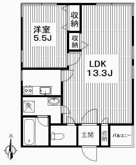 麻布ハウス(1LDK/3階)の間取り写真