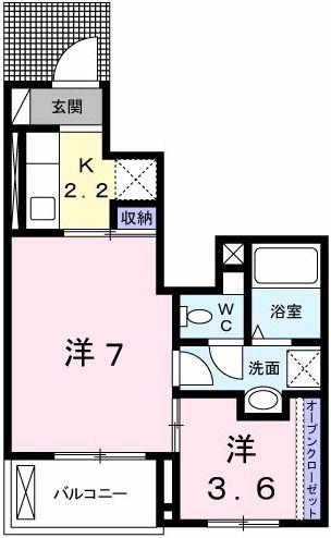 ビレッヂ飯田II(1SK/1階)の間取り写真