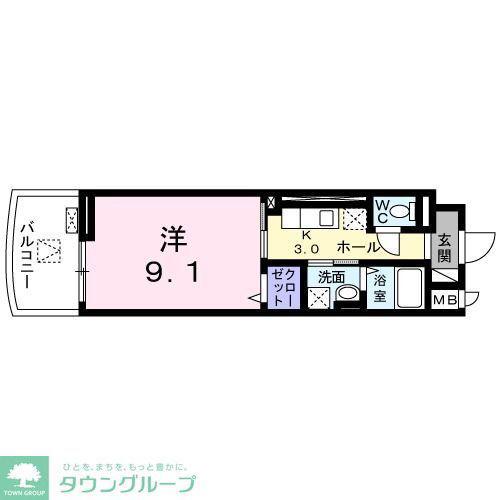 ヴォロンティエ(1K/4階)の間取り写真
