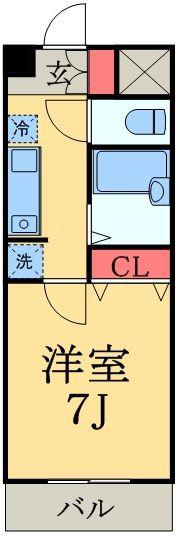 新田町小川マンション(1K/6階)の間取り写真
