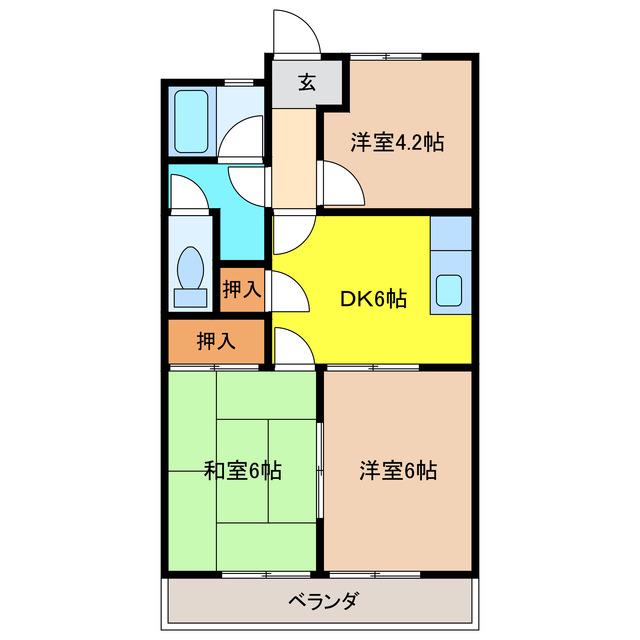 コーポ一会(3DK/2階)の間取り写真