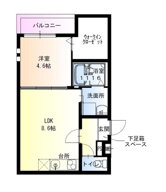 フジパレス百舌鳥八幡VI番館(1LDK/1階)の間取り写真