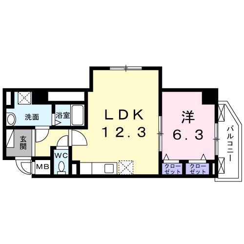 シンセリティグレイス南大井(1LDK/6階)の間取り写真