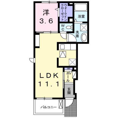 デーアII(1LDK/1階)の間取り写真