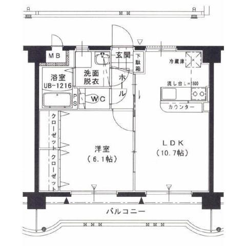 フローランテ・I(1LDK/5階)の間取り写真