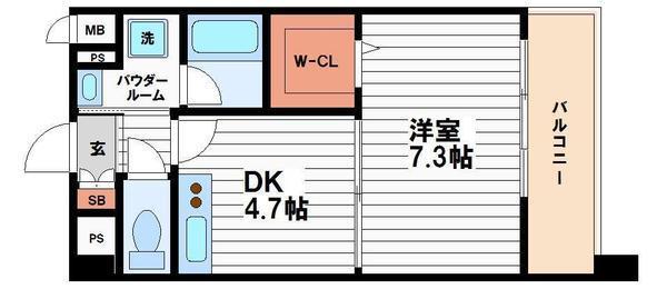 GRAND MARINE 森ノ宮(1DK/4階)の間取り写真