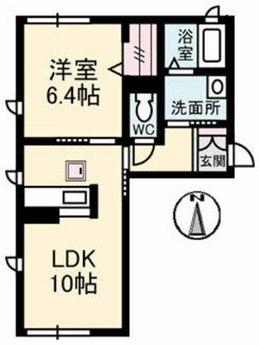 ファインユニゾン A棟(1LDK/1階)の間取り写真
