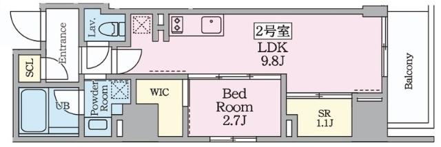 プライムブリス横濱関内(1LDK/2階)の間取り写真