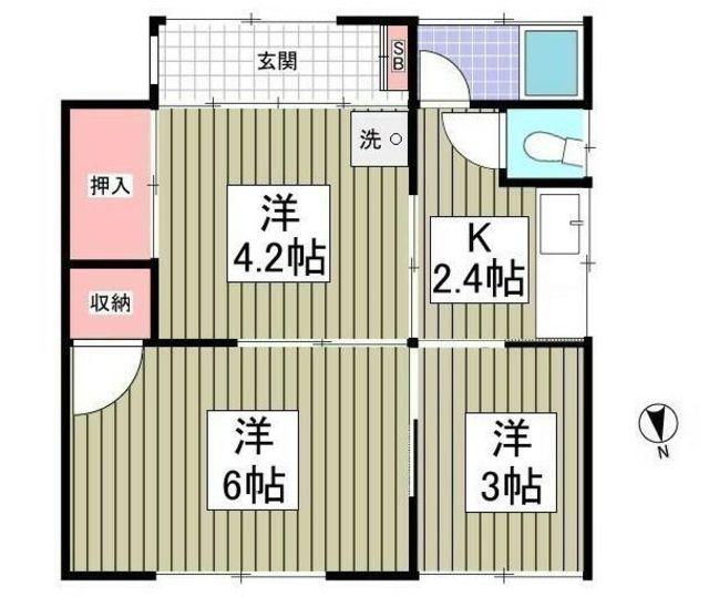 プラウ鳩ヶ谷(3K/2階)の間取り写真