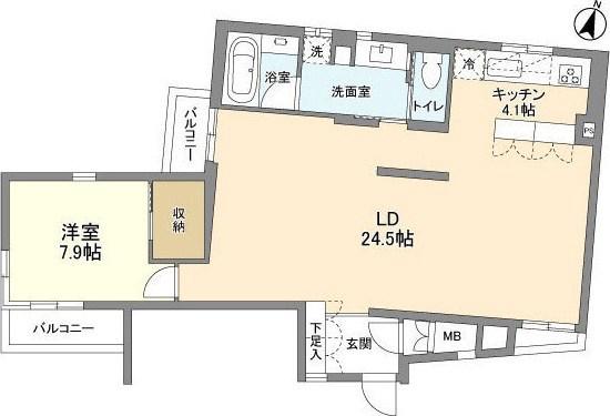 PATH牛込神楽坂(1LDK/4階)の間取り写真