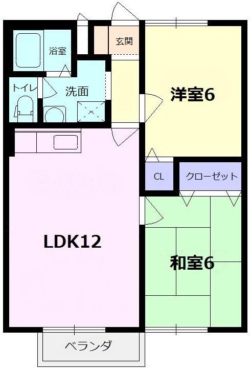 サンモンドハイツ(2LDK/1階)の間取り写真