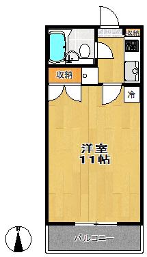 サンホープ・7(ワンルーム/2階)の間取り写真