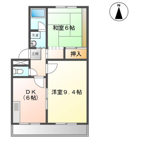 WING香久山A(2DK/2階)の間取り写真