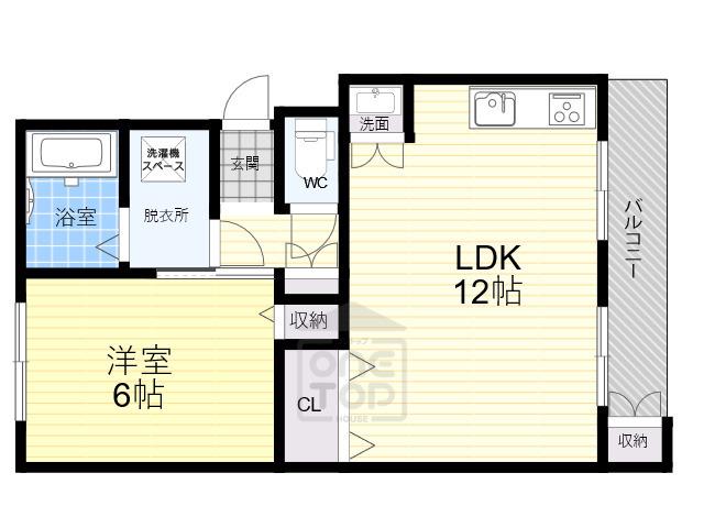 ハコス摂(1LDK/2階)の間取り写真